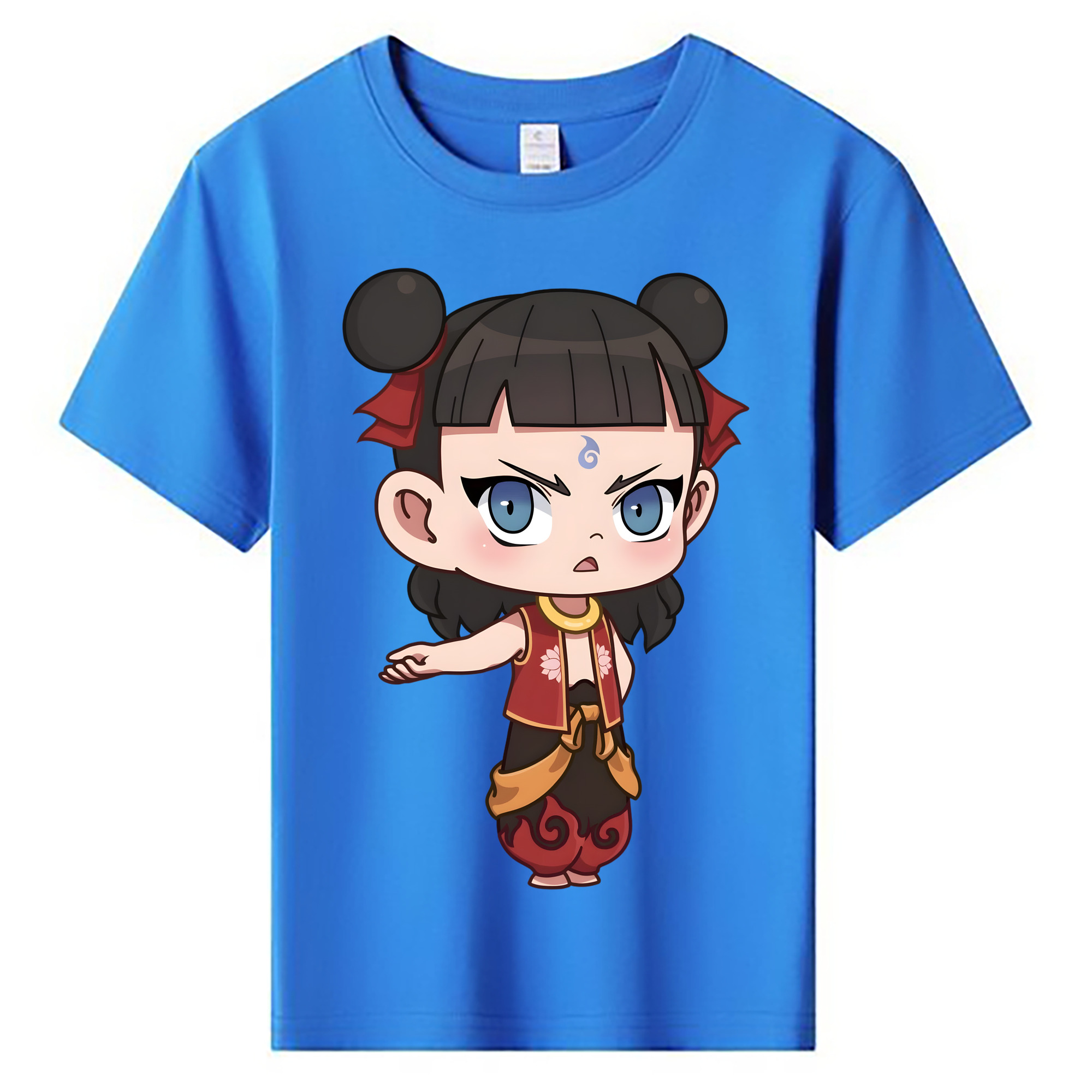 （画像用） Ne Zha 2 ナタ 魔童の大暴れ 綿100％キッズTシャツ（フロントプリント）